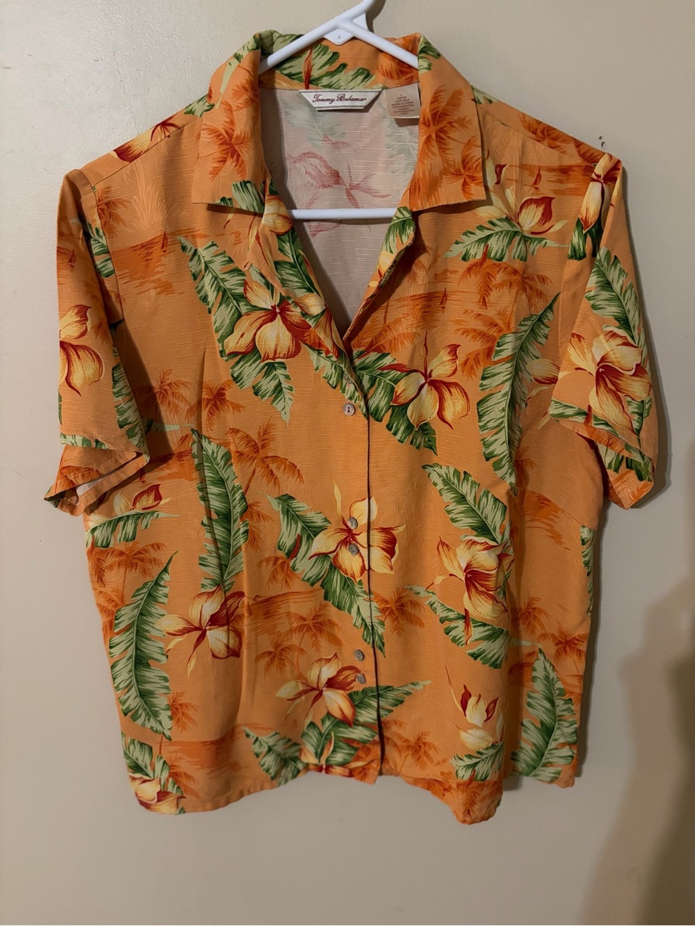 Tommy Bahama Women’s L Orange Tropical Floral Camp Shirt